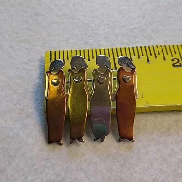 Far Fetched Four Sisters Pin/Brooch Mixed Metals Alpaca Silver Brass Copper - Picture 4 of 6